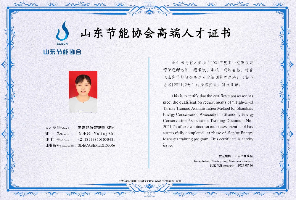 高级能源管理师 石亚玲